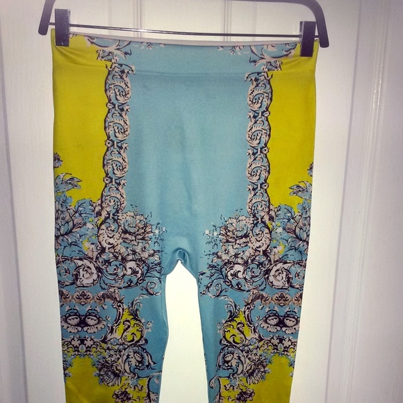 Pants - Blue and Yellow Funky Leggings.